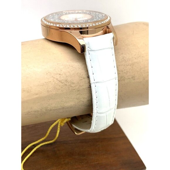 Invicta Womens Watch 24588 Angel Quartz Rose Gold Silver White Leather Band 40mm